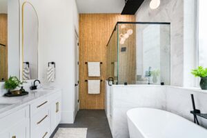Beautiful bathroom interior after remodel.
